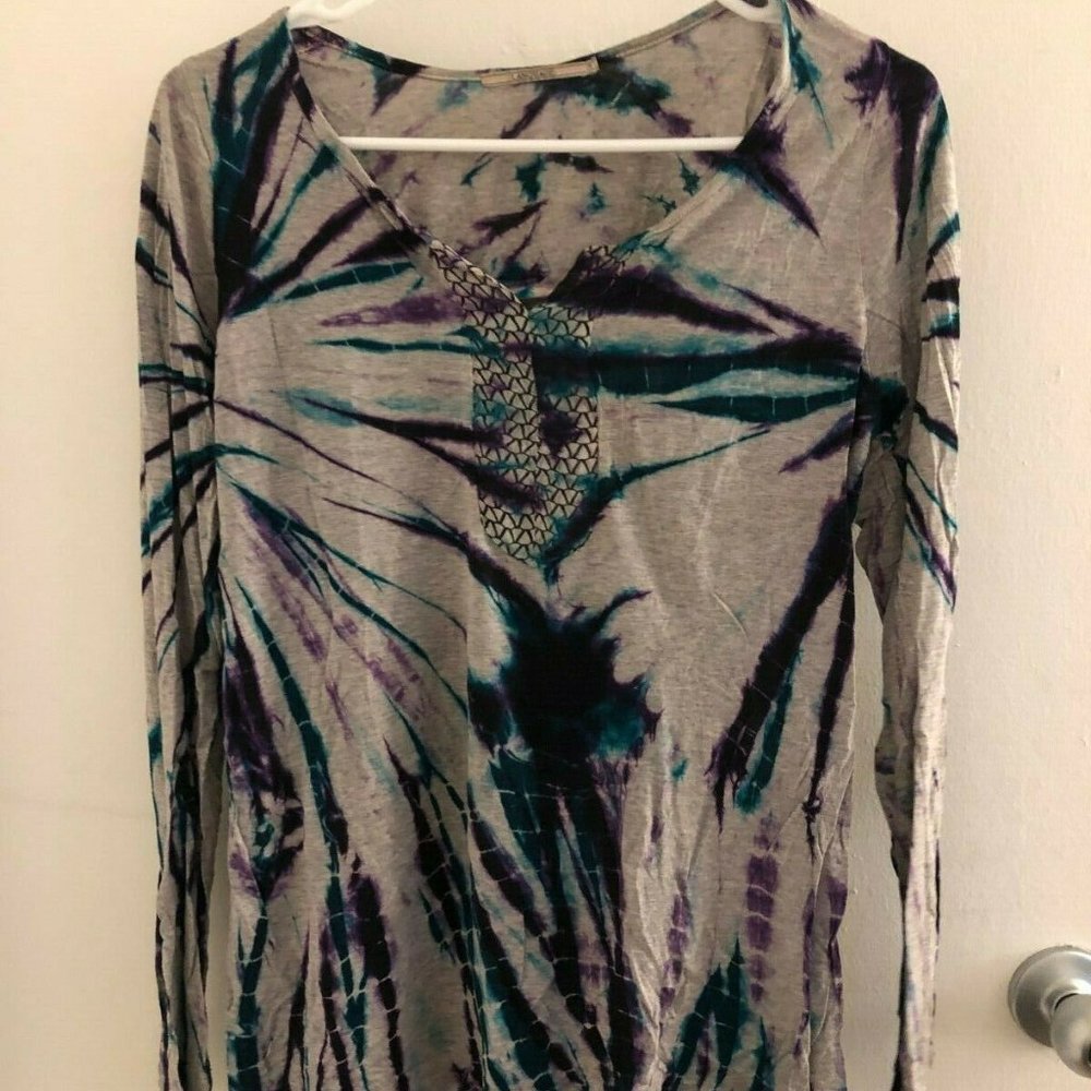 ANTHROPOLOGIE Language Tie Dye Top Chiffon - Med